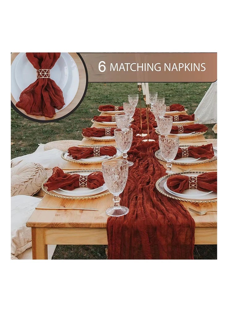 AVHUGOO Set of 6 Burgundy Cheesecloth Napkins, 19.7 x 19.7 Inches Soft Gauze Fabric Napkins, Rustic Boho Style Reusable Cloth Napkins for Wedding, Thanksgiving, Christmas, Dinner Party Table Decor - Image 2